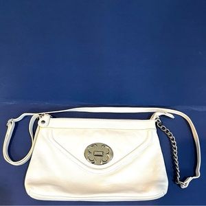 Emma Fox White Leather Crossbody Bag with Yellow Floral Lining